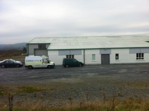 The alleged  warehouse outside Malin Town where drugs were discovered. 