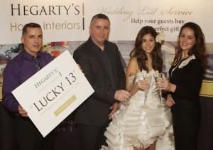 Matthew and Stephen Gleeson at the launch of Hegarty's Home Interiors new online Wedding Gift Service with Elizabeth O'Donnell, Junk Kouture and model Camino Valdivia. (Photo - nwpresspics)