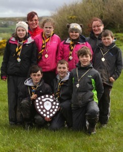 19th Donegal (Lifford) Scouts who won the Errigal Scout County Shield competition with was held in Culdaff during the weekend.  Also in photo are section leaders Lisa McGuire and Dearbhla Gilmartin.