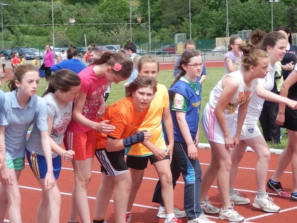 Action from one of the many races at the small schools athletics championships
