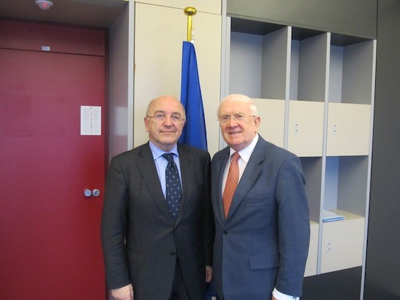 Pat the Cope Gallagher MEP is pictured with the EU Commissioner for Competition, Joaquin Almunia 