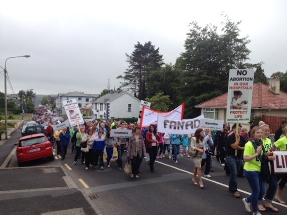 More than 1,000 people marched in Letterkenny yesterday to show their opposition to the Abortion Bill
