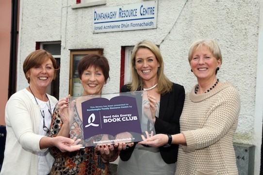 Aoife Donohoe, with  May Ward ,Chairperson of Dunfanaghy Family  Recourse Centre. Bernie Sweeney, Administrator and Jean Mc Laughlin Project Co-ordinator
