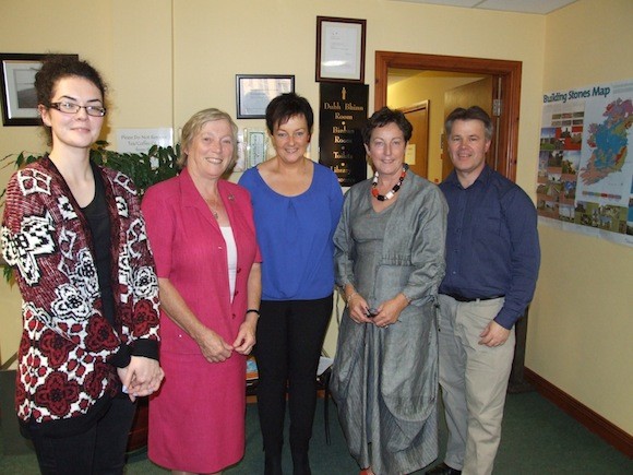 Pictured at the initial meeting of the ‘Heritage and Habitat in Your Community’ Initiative in the Donegal Education Centre, Donegal Town are (L to R): Carol Dempsey (Heritage Research Assistant, Donegal County Council), Éanna Ní Lamhna (Ecologist, Flynn Furney Environmental Consultants and broadcaster on RTÉ Radio 1’s ‘Mooney Goes Wild’), Jacqui Dillon (Principal, Magh Éne College), Sally Bonner (Director, Donegal Education Centre) and Joseph Gallagher (Heritage Officer, Donegal County Council).