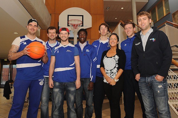 Fiona Kelly pictured with the LYIT Basketball team.