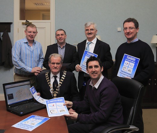 Mayor Ian McGarvey and council staff launch the interactive map.