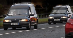 The two hearses carrying Jody and Anngelina Brogan from their removal today. 