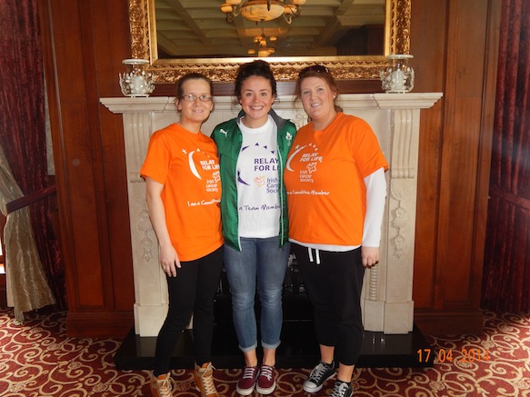 Larissa Muldoon, centre, with Relay for Life's Siobhan Diver and Laura Bennett. 
