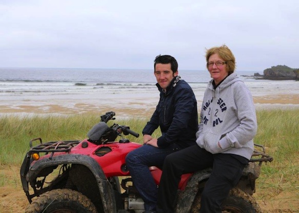John along with his mother at Tullagh Beach today. Pic by Newspix Irl.