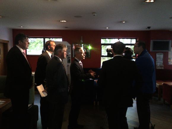 Shane Wallace of Wallace Media interviewing Minister Richard Bruton at the Station House Hotel this morning