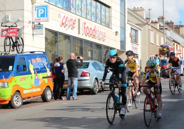 Philip Deignan cycles down Dungloe Main Street