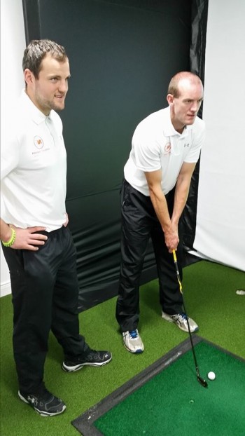 Michael and Neil testing out the new state of the art foresight sports golf simulator in-store.