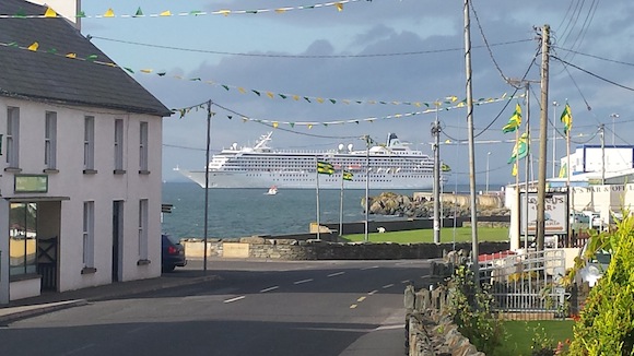 The stunning Crystal Symphony docked at Moville. Pic for Donegal Daily by Aisling McKinney. 