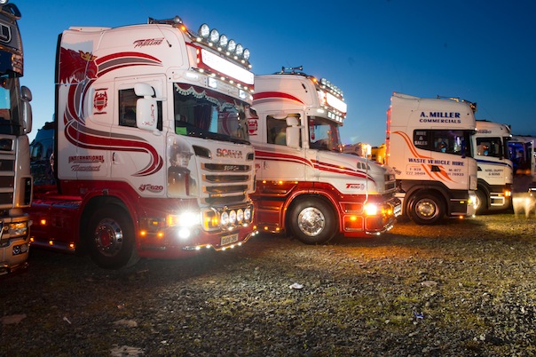 Truck light up the darkness at the North West Truck Festival on Saturday evening last.  Photo- Clive Wasson