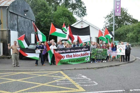 The solidarity protest held in Muff in support of the people of Gaza.