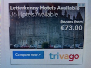The advert for Letterkenny hotels which pictures St Eunans College!