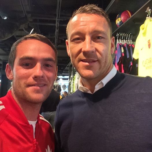 Brothers in arms: Former St Eunan's star Ciaran Greene gets a 'selfie' with Chelsea captain John Terry.  