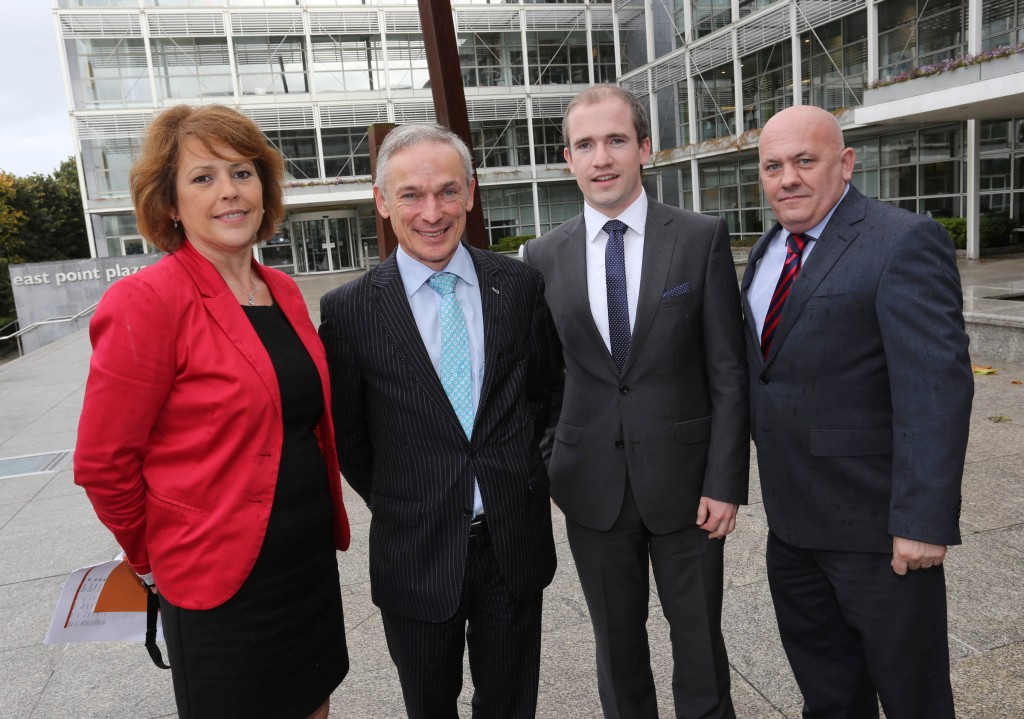 Carole Brenan, Enterprise Ireland Richard Bruton, Minister for Jobs, Enterprise and Innovation Pete Friel, Founder, Chartered Education, Donegal winner of Ireland’s Best Young Entrepreneur Patsy Donaghy, Manager, CoLab Innovation Centre, Letterkenny 