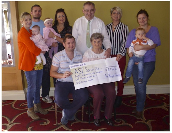 The Boyle family make their cheque presentation to the Donegal Alzheimer's Group.