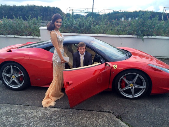 Michaela presents Jason with his new Ferrari - well for a night at least!