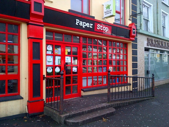 The Paper Stop shop in Glenties which was one of a number of places raided. PIc Donegal Daily.