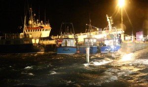 The boats in Burtonport Pier are taking a battering as Storm Rachel moves in across Donegal. 