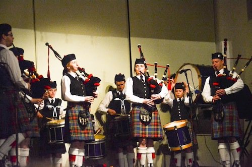These pipers get the crowd of more than 20 people into the swing of things at the Burns Night in Glendown. ALL PICS BY KIND PERMISSION OF GERALDINE DIVER.