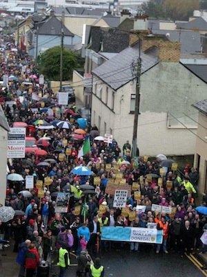 The huge crowd at the anti-water charge march in November in Letterkenny.