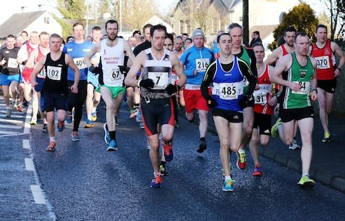 The lead runners at the strat of the Lifford 5K Road Race.Pic.: Gary Foy