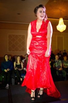 The lady in red - Ciara Murphy on the catwalk.