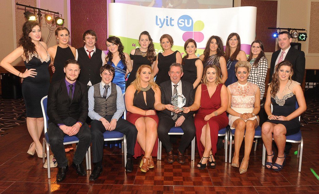 Pictured at the LYIT Clubs & Societies presentation of awards are mmembers of the Gaisce Society who won the Best Club Award 2015, included are Aine Ni Domhnaill, Ciara Walsh, Patrick Treanor, Ciara Murray, Leona Cullen, Eleanor Scanlon, Evelyn Boyle, Dara Kelly, Isobel Keenan and Billy Bennett, Registrar LyIT. In front are Ciaran White, Kergen Steele, Jesicca Martin, Paul Hannigan, President LYIT, Katy Murphy, Tanya Russell and Aine Higgins.