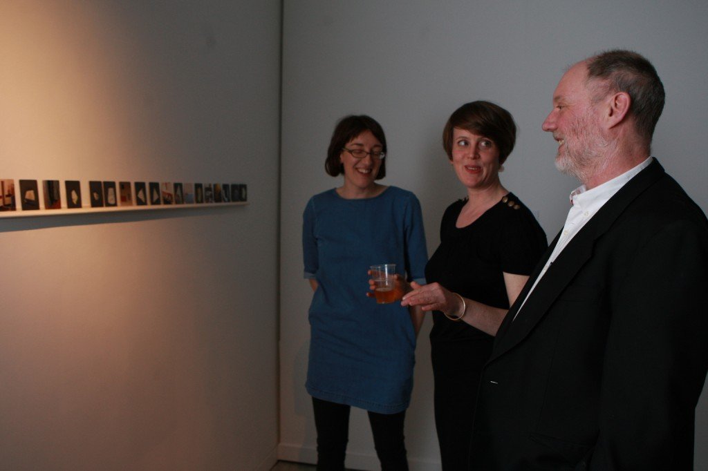 Orla Mc Hardy (centre) with curator for exhibition Eils Lavelle. and Shaun Hannigan pictured at the opening on Friday night. Photo Brian McDaid