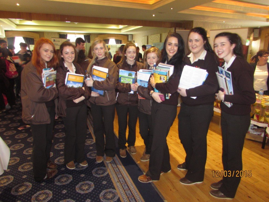 Some Loreto Convent, Letterkenny girls posing for the camera at the careers fair