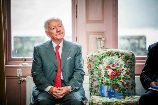 An Irish institution: Gay Byrne caught in typical pose at today's launch.