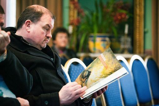 County councillor and businessman Ciaran Brogan looking through the brochure at the launch.