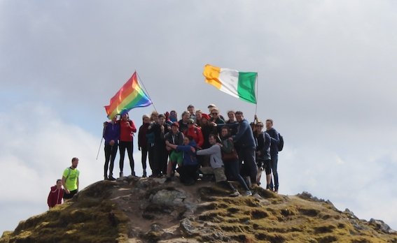The Yes Campaign on top of Errigal.