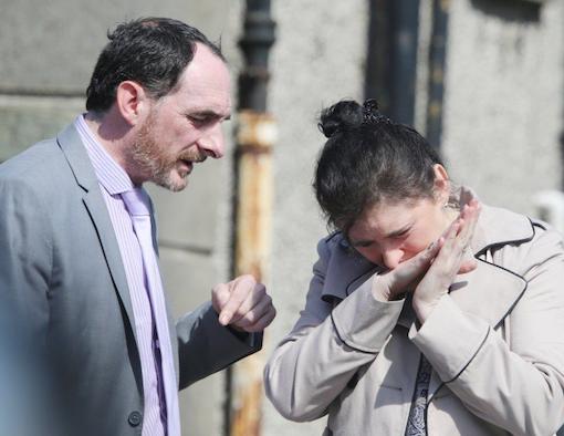 The son and daughter of the late Mrs Maura Porter, Brendan and Davina Porter, leaving yesterday's sitting of Carndonagh District Court. Pic by Northwest Newspix. 
