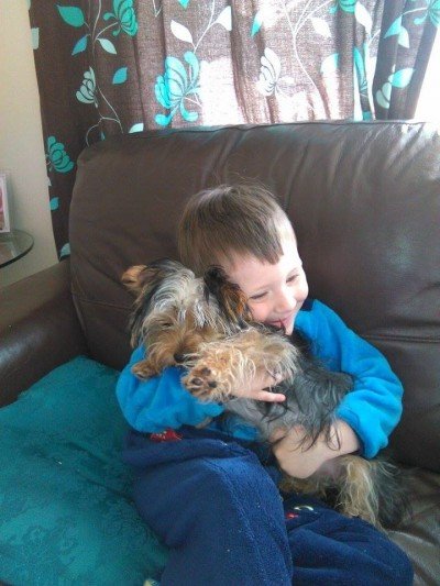 Delight for this little boy as he gets his best friend back. :) 