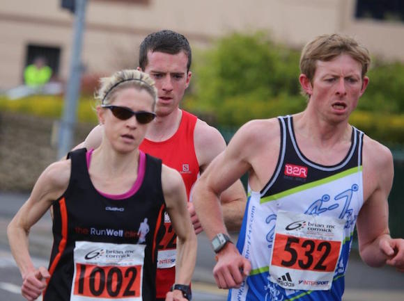 Natasha Adams and Adam Speer battle it out during today's North West 10K. ALL PICS BY NORTHWEST NEWSPIX.