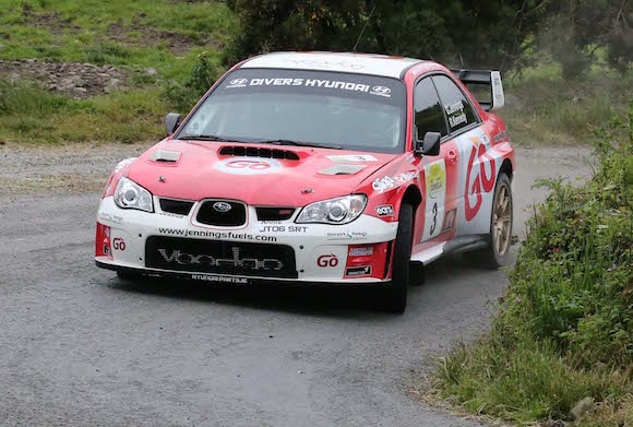 Gary Jennings and Rory Kennedy in their Subaru WRC lead the Joule Donegal International Rally 2015 after Day 1. Pic.: Gary Foy, newsandsportfiles