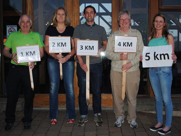 Paddy Bond (LS Community), Janet Russell (Cashelshanaghan NS), Cliff Smyth (Woodland NS), Donal Casey (LS Community) and Tracey Downes (LS Community) get ready for tomorrow's big 5K!