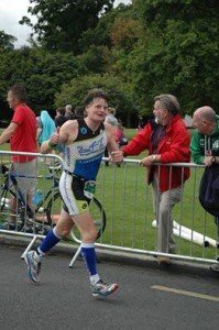 John Cannon on his way to claiming a gold Ironman 70.3 medal in his age group