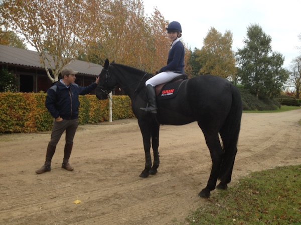 Caption - Jade McClafferty on her horse London Jen after getting a lesson with Olympic medallist Cian O'Connor