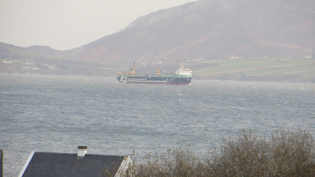 The controversial fishing trawler the FV Magiris is pictured fishing off Rathmullan. 