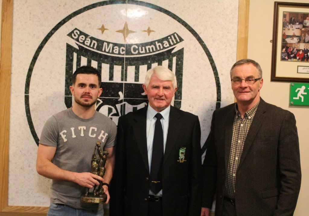 Barney Lafferty pictured with Assistant Chairman Brendan Dunnion and 2015 Senior Manager Brendan Dunleavy