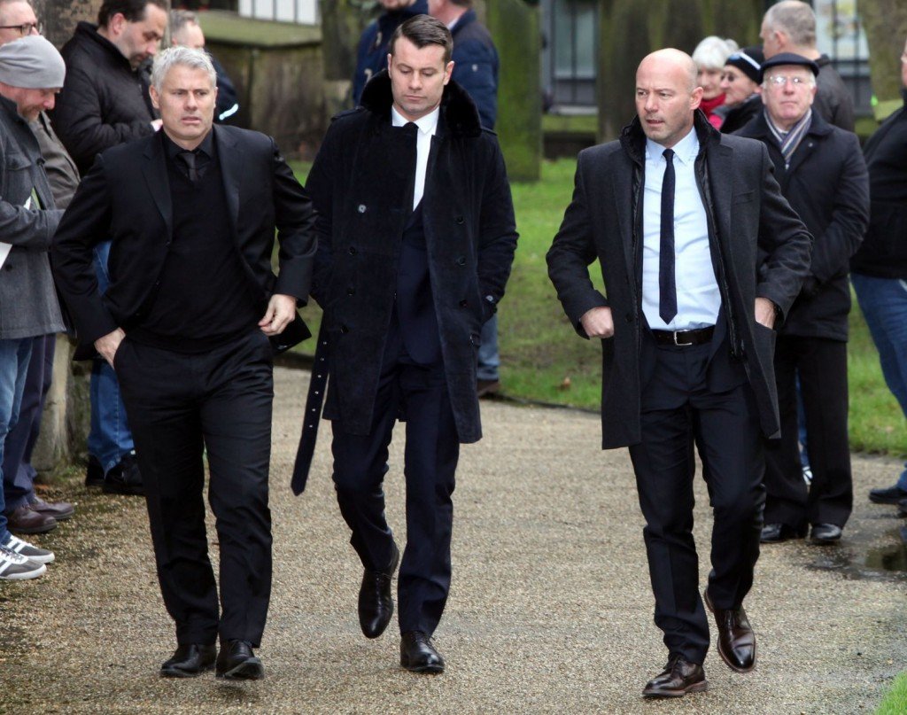 Shay Given at the memorial service for Pavel Srnicek along with Alan Shearer and Rob Lee. 