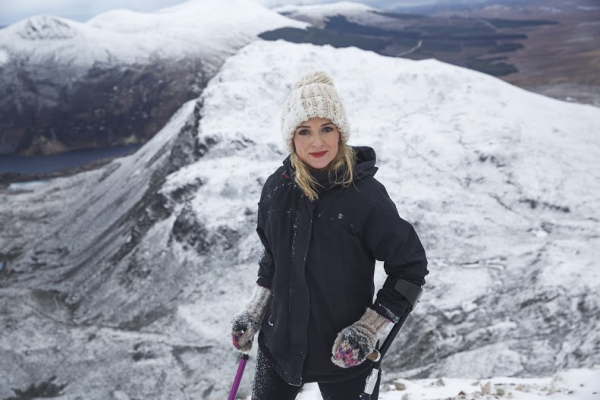 Nikki Bradley, at the top of beautiful Errigal Mountain yesterday afternoon. 
