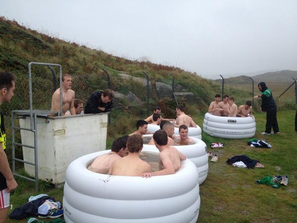 Naomh Muire GAA club players have a wee dip after training. 