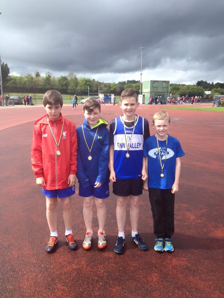 Finn Valley Athletes with their medals at the Paddy O Donnell Track and Field Memorial