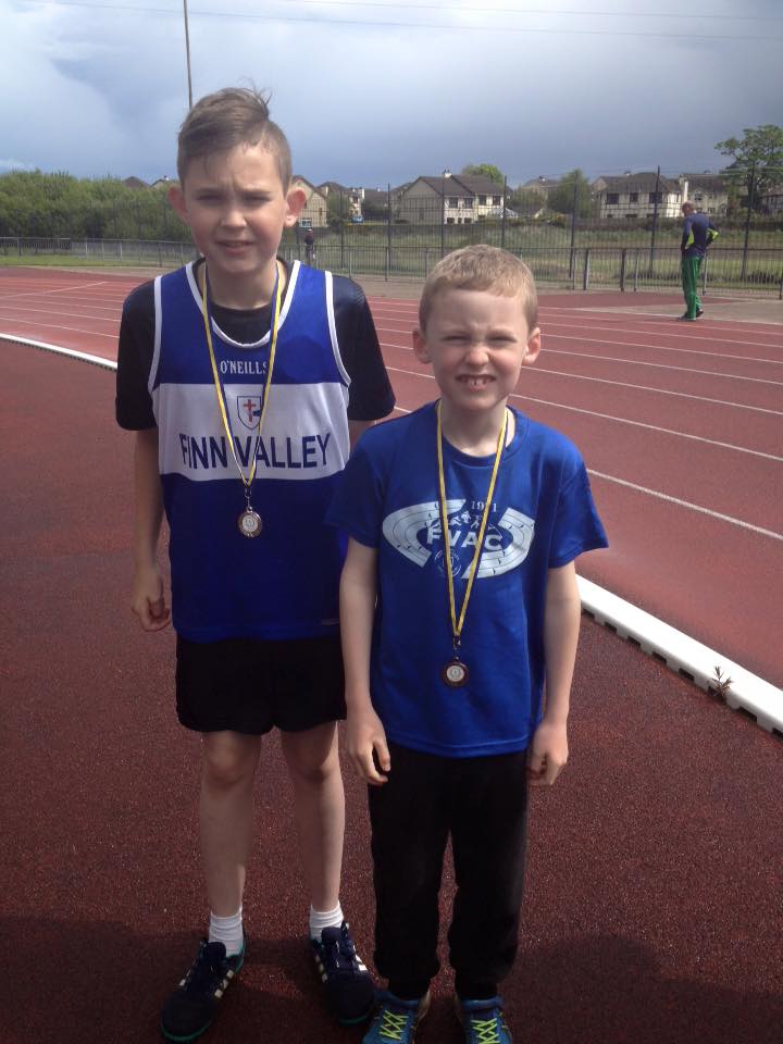 Finn Valleys Slevin Brothers with their medals at the Paddy O Donnell Track and Field Memorial